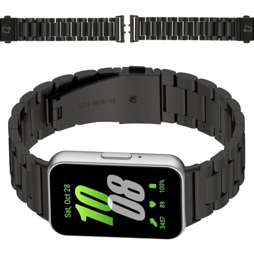 Pasek ze stali nierdzewnej Bizon Strap Watch Aura do Samsung Galaxy Fit 3 czarny