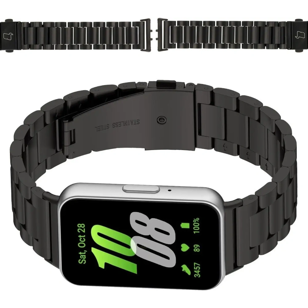 Hurtownia GSM - Pasek ze stali nierdzewnej Bizon Strap Watch Aura do Samsung Galaxy Fit 3 czarny - BIZ8126 - {ean13} - Hurt
