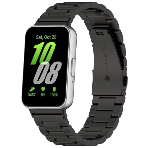 Pasek ze stali nierdzewnej Bizon Strap Watch Aura do Samsung Galaxy Fit 3 czarny
