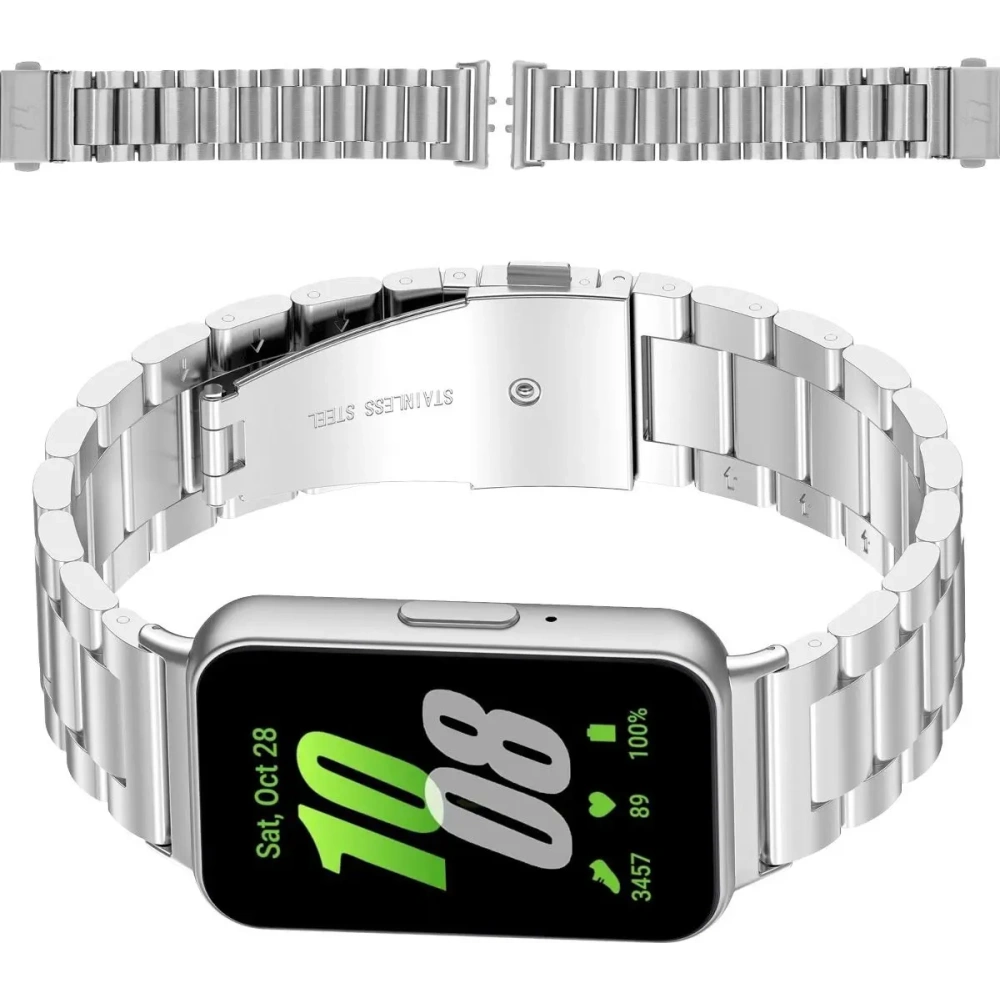 Hurtownia GSM - Pasek ze stali nierdzewnej Bizon Strap Watch Aura do Samsung Galaxy Fit 3 srebrny - BIZ8127 - {ean13} - Hurt