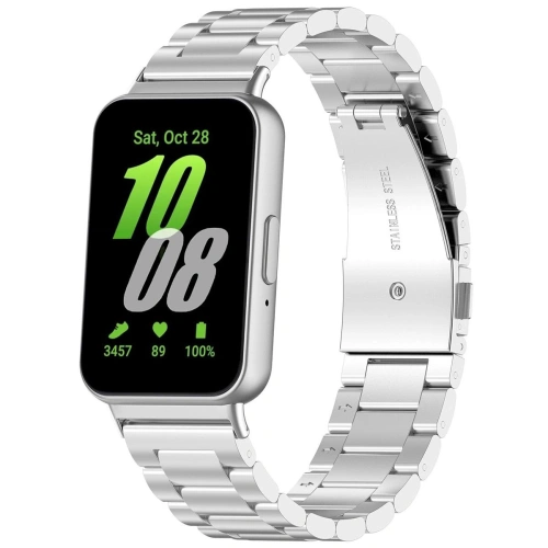Pasek ze stali nierdzewnej Bizon Strap Watch Aura do Samsung Galaxy Fit 3 srebrny