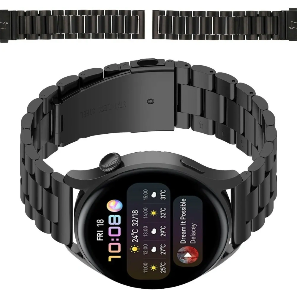 Hurtownia GSM - Pasek ze stali nierdzewnej Bizon Strap Watch Aura do Smartwatcha 18 mm czarny - BIZ8129 - {ean13} - Hurt
