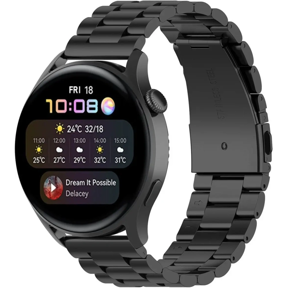 Hurtownia GSM - Pasek ze stali nierdzewnej Bizon Strap Watch Aura do Smartwatcha 18 mm czarny - BIZ8129 - {ean13} - Hurt