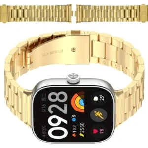 Hurtownia GSM - Pásek z nerezové oceli Bizon Strap Watch Aura pro Xiaomi Redmi Watch 4 / Smart Band 8 Pro / 9 Pro zlatý - BIZ8131 - {ean13} - Hurt