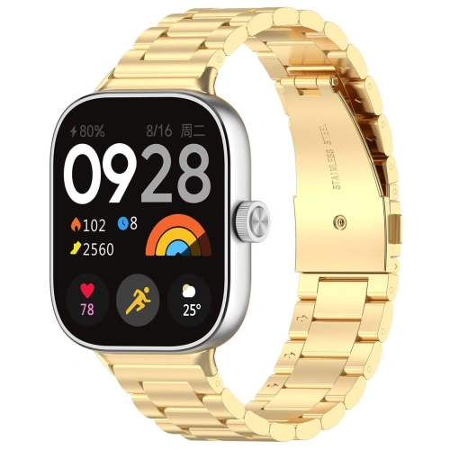 Pasek ze stali nierdzewnej Bizon Strap Watch Aura do Xiaomi Redmi Watch 4 / Smart Band 8 Pro / 9 Pro złoty