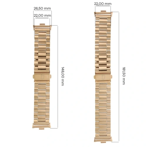 Pasek ze stali nierdzewnej Bizon Strap Watch Aura do Xiaomi Redmi Watch 4 / Smart Band 8 Pro / 9 Pro różowozłoty