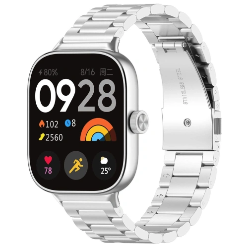 Pasek ze stali nierdzewnej Bizon Strap Watch Aura do Xiaomi Redmi Watch 4 / Smart Band 8 Pro / 9 Pro srebrny