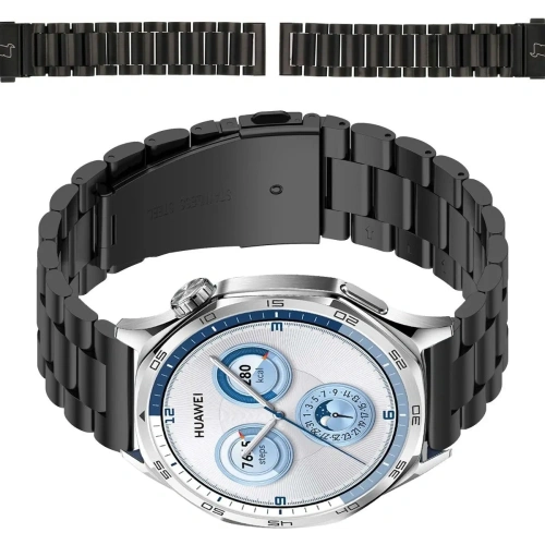 Pasek ze stali nierdzewnej Bizon Strap Watch Aura do Smartwatcha 22 mm czarny