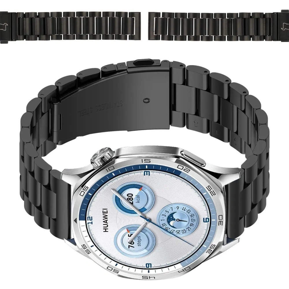 Hurtownia GSM - Pásek z nerezové oceli Bizon Strap Watch Aura pro chytré hodinky 22 mm černý - BIZ8136 - {ean13} - Hurt