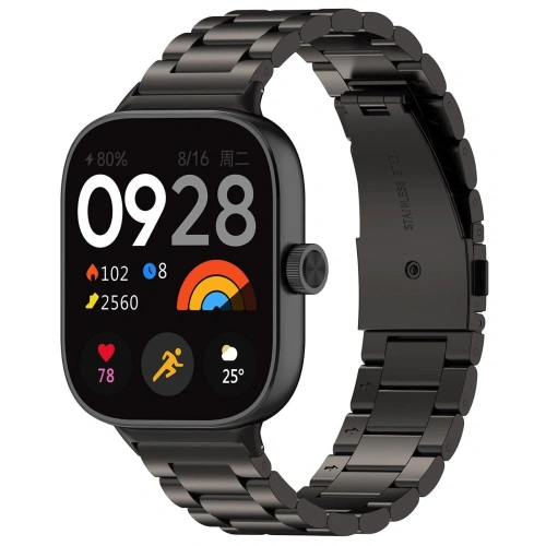 Pasek ze stali nierdzewnej Bizon Strap Watch Aura do Xiaomi Redmi Watch 4 / Smart Band 8 Pro / 9 Pro czarny