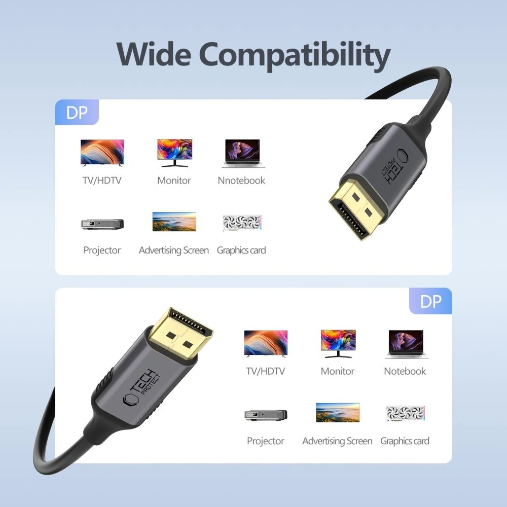 Hurtownia GSM - Kabel Tech-Protect Ultraboost Cable DisplayPort / DisplayPort 1.4 4K 60Hz 200cm Black - THP3802 - {ean13} - Hurt
