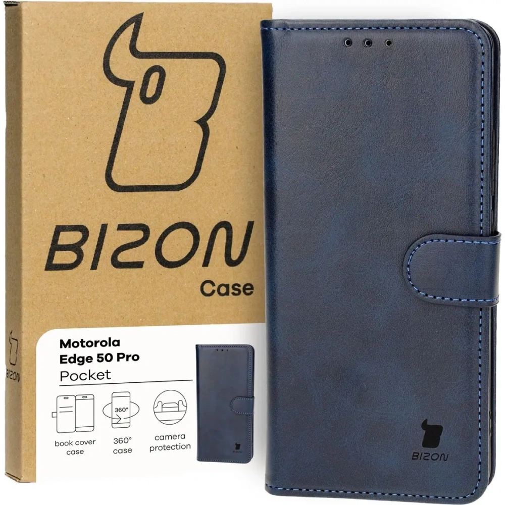 Hurtownia GSM - Etui z klapką Bizon Case Pocket do Motorola Edge 50 Pro granatowe - BIZ8141 - {ean13} - Hurt