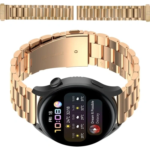 Pasek ze stali nierdzewnej Bizon Strap Watch Aura do Smartwatcha 18 mm różowozłoty