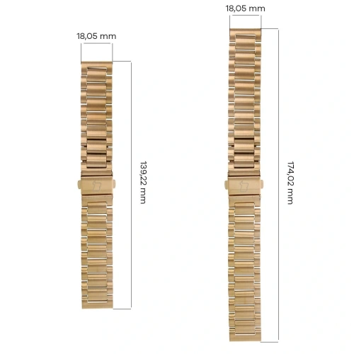 Pasek ze stali nierdzewnej Bizon Strap Watch Aura do Smartwatcha 18 mm różowozłoty