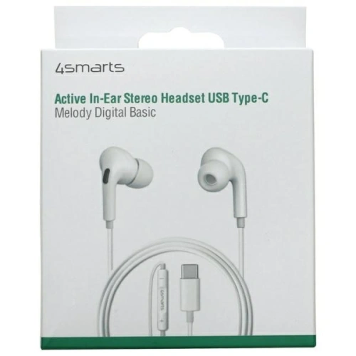 Słuchawki dokanałowe 4smarts Melody Digital Basic USB-C z przetwornikiem D/A biały/white