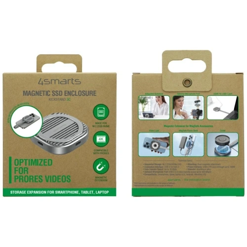 Magnetyczna obudowa na SSD M.2 2230 NVMe 4smarts do 4TB z podpórką 3xUSB-C MagSafe szary