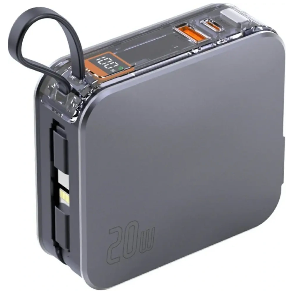 Hurtownia GSM - 4smarts Lucid 3in1 Powerbank Încărcător hibrid 10000mAh 20W + cablu USB-C / Lightning argintiu - 4SMR66 - {ean13} - Hurt