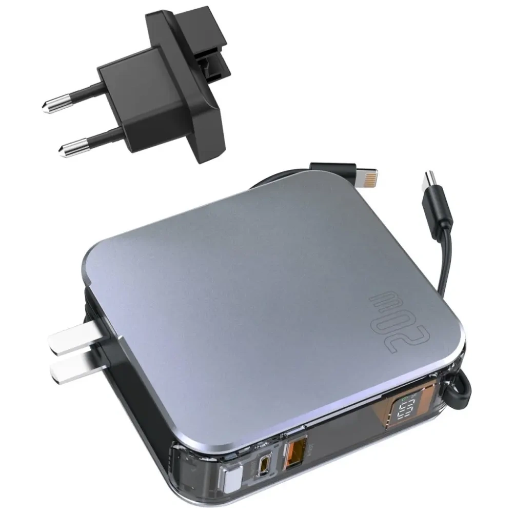 Hurtownia GSM - 4smarts Lucid 3in1 Powerbank Încărcător hibrid 10000mAh 20W + cablu USB-C / Lightning argintiu - 4SMR66 - {ean13} - Hurt