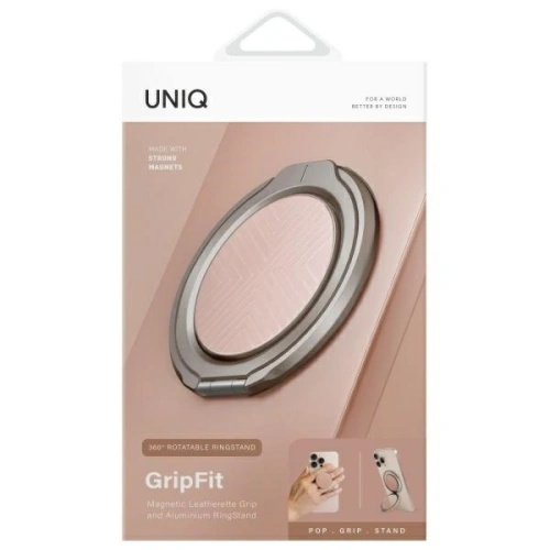 Magnetyczny uchwyt na palec z funkcją podstawki UNIQ Gripfit 360 Magnetic Mount&Kickstand różowy/blush pink