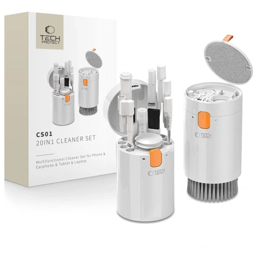 Zestaw czyszczący do telefonu / słuchawek / laptopa Tech-Protect CS01 Cleaner Set 20in1 For Phone & Earphone & Tablet & Laptop White