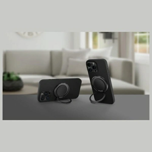 Magnetyczny uchwyt na palec z funkcją podstawki UNIQ Gripfit Premium 360 Magnetic Mount&Kickstand Uchwyt Magnetyczny czarny/carbon black