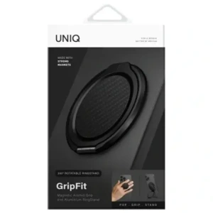 Hurtownia GSM - Magnetický úchyt na prst s funkcí stojánku UNIQ Gripfit Premium 360 Magnetic Mount&Kickstand Uchytník Magnetický černý/carbon black - UNIQ1435 - {ean13} - Hurt
