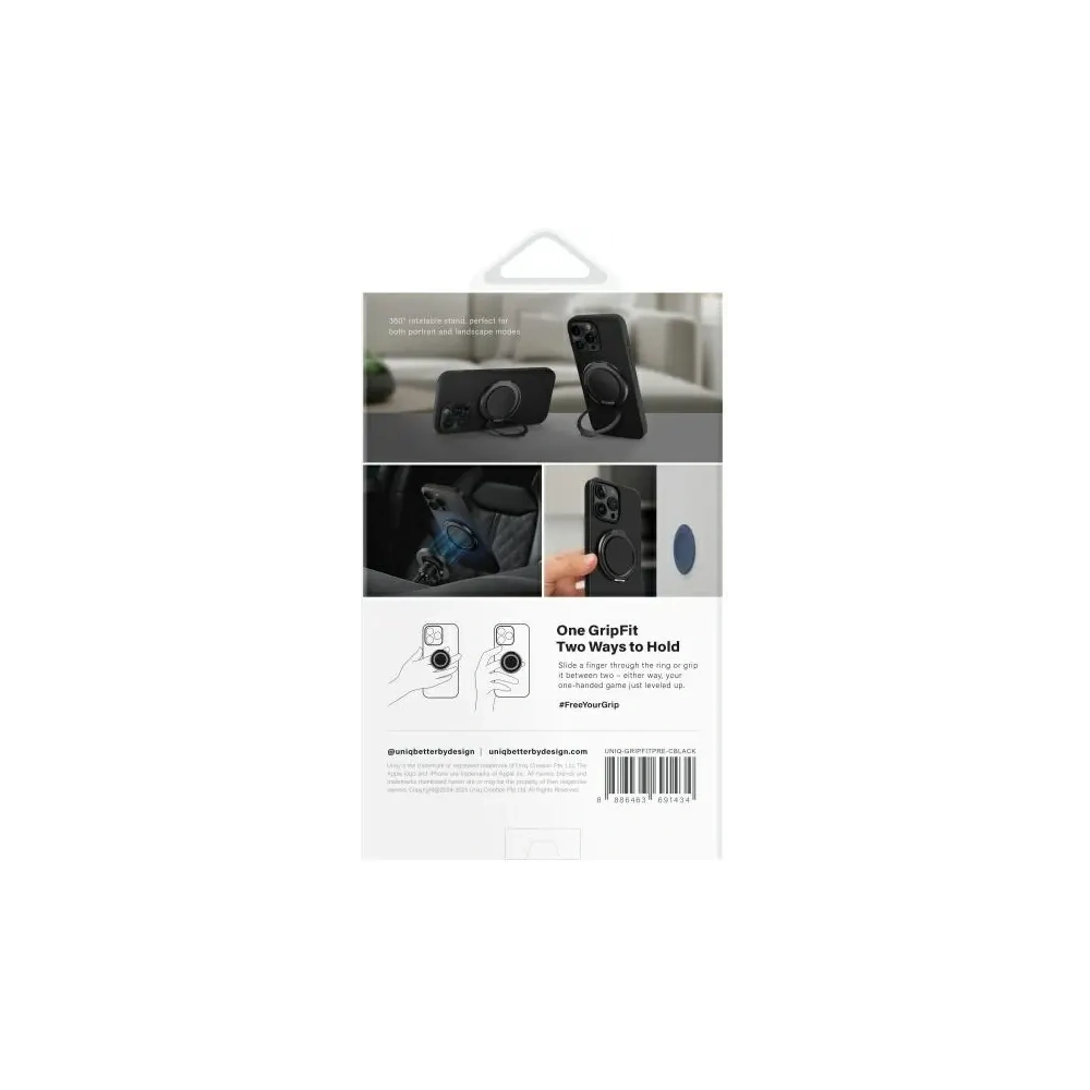 Hurtownia GSM - UNIQ Gripfit Premium 360 Magnetic tartó és állvány szénfekete - UNIQ1435 - {ean13} - Hurt