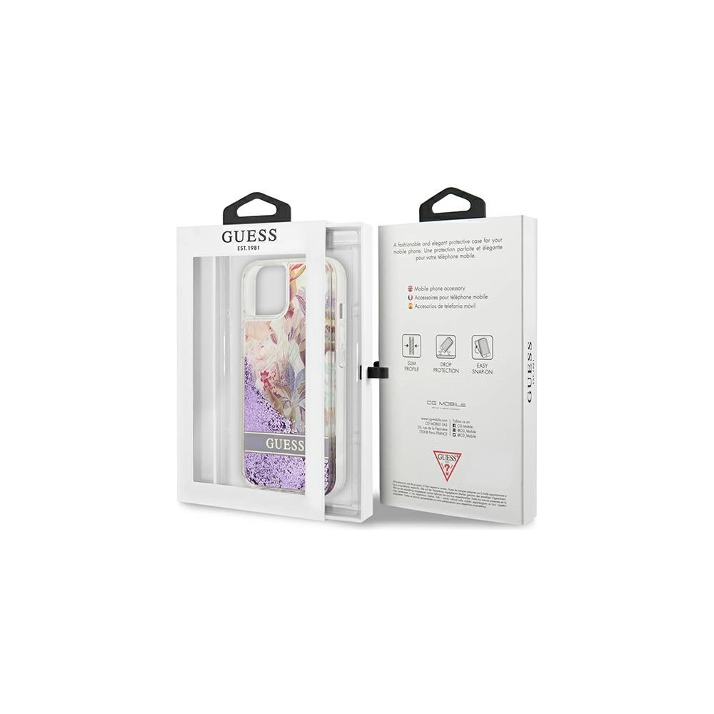 Hurtownia GSM - [OUTLET] Etui Guess GUHCP13SLFLSU Apple iPhone 13 mini fialové/purple hardcase Flower Liquid Glitter - OT-841 - {ean13} - Hurt