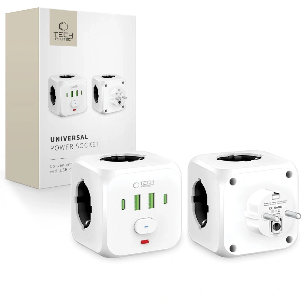 Hurtownia GSM - Listwa zasilająca Tech-Protect PCL3X4 Power Socket 2xUSB-A, 2xUSB-C, 3xAC White - THP3819 - {ean13} - Hurt
