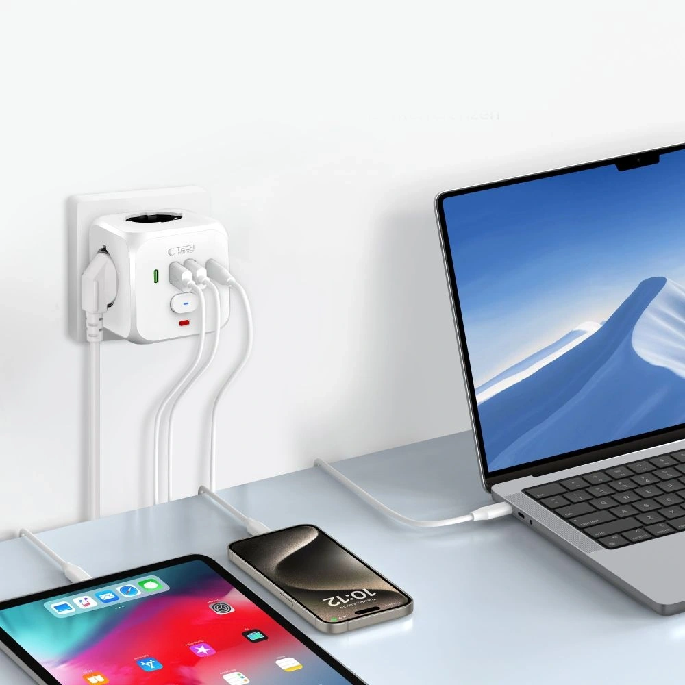 Hurtownia GSM - Listwa zasilająca Tech-Protect PCL3X4 Power Socket 2xUSB-A, 2xUSB-C, 3xAC White - THP3819 - {ean13} - Hurt