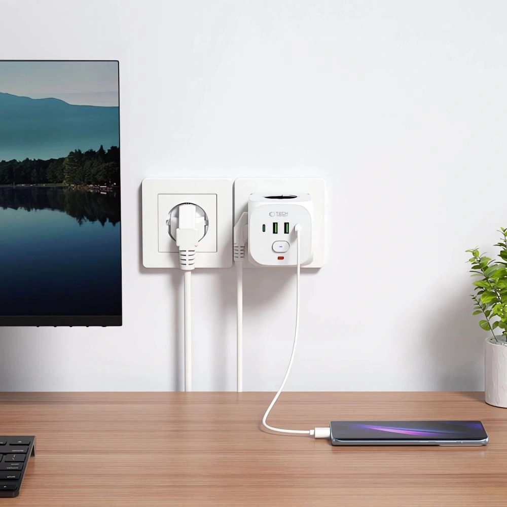 Hurtownia GSM - Listwa zasilająca Tech-Protect PCL3X4 Power Socket 2xUSB-A, 2xUSB-C, 3xAC White - THP3819 - {ean13} - Hurt