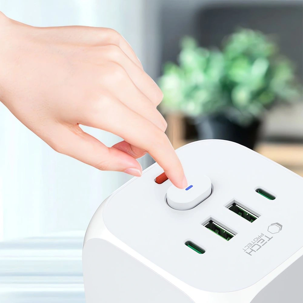 Hurtownia GSM - Listwa zasilająca Tech-Protect PCL3X4 Power Socket 2xUSB-A, 2xUSB-C, 3xAC White - THP3819 - {ean13} - Hurt