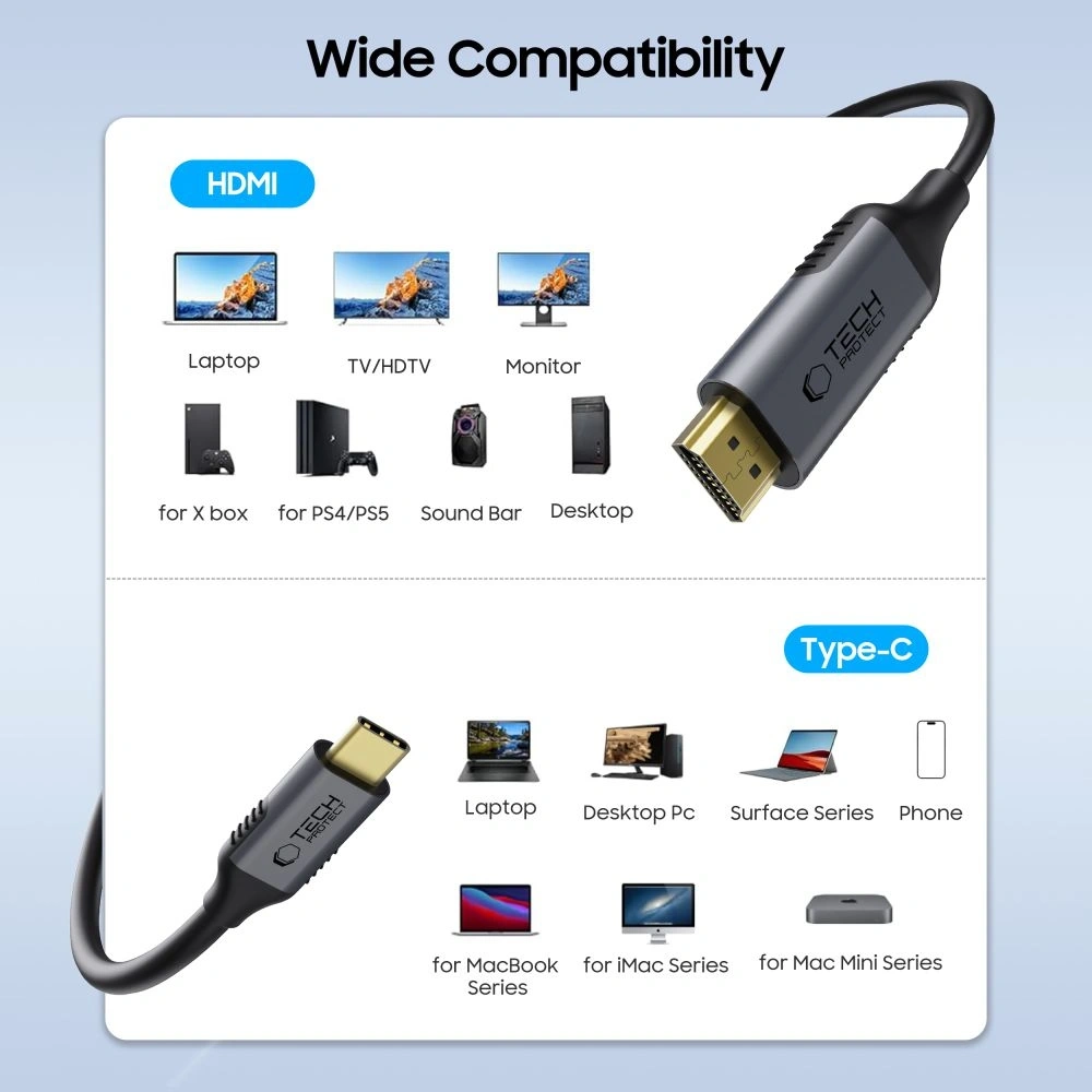 Hurtownia GSM - Kabel Tech-Protect Ultraboost Cable USB-C / HDMI 2.0 4K 60Hz 180cm černý - THP3822 - {ean13} - Hurt