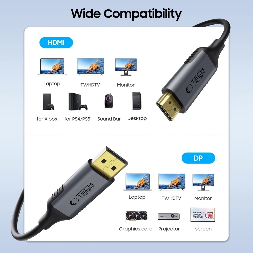 Hurtownia GSM - Tech-Protect Ultraboost Kabel DisplayPort / HDMI 2.0 4K 60Hz 200cm Schwarz - THP3823 - {ean13} - Hurt