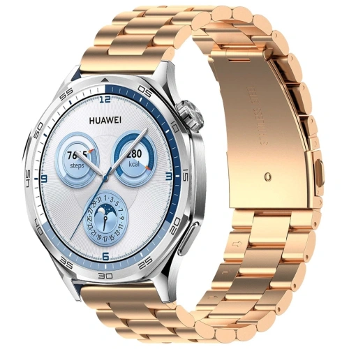 Pasek ze stali nierdzewnej Bizon Strap Watch Aura do Smartwatcha 22 mm różowozłoty