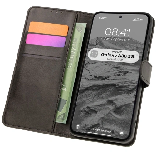 Etui z klapką Bizon Case Pocket do Samsung Galaxy A36 5G czarne