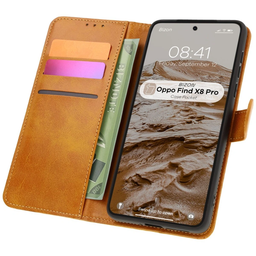 Hurtownia GSM - Etui z klapką Bizon Case Pocket do Oppo Find X8 Pro brązowe - BIZ8159 - {ean13} - Hurt