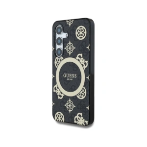 Wholesale Guess 4G Background Gold Electroplated Peony Pattern MagSafe Samsung Galaxy S25 black - GUE4240 - {ean13} - Hurt