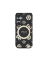 Wholesale Guess 4G Background Gold Electroplated Peony Pattern MagSafe Samsung Galaxy S25 black - GUE4240 - {ean13} - Hurt