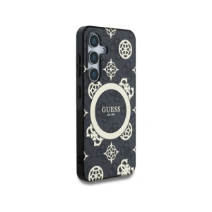 Wholesale Guess 4G Background Gold Electroplated Peony Pattern MagSafe Samsung Galaxy S25 black - GUE4240 - {ean13} - Hurt