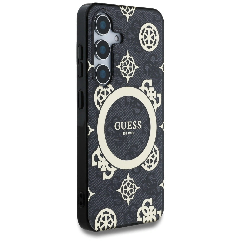 Hurtownia GSM - Etui Guess 4G Background Gold Electroplated Peony Pattern MagSafe do Samsung Galaxy S25 czarny - GUE4240 - {ean13} - Hurt
