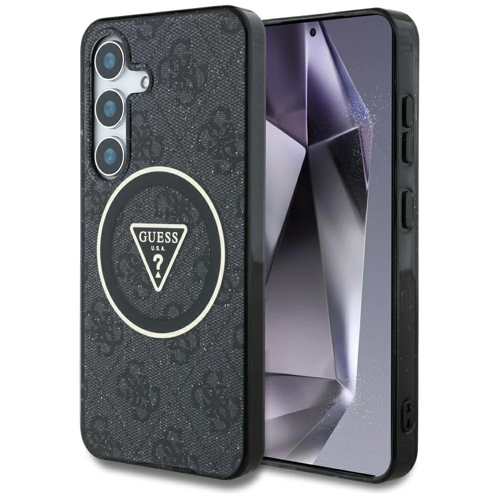Hurtownia GSM - Etui Guess 4G Glitter Triangle Buttons MagSafe pro Samsung Galaxy S25+ Plus černé - GUE4242 - {ean13} - Hurt