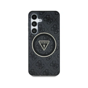 Etui Guess 4G Glitter Triangle Buttons MagSafe do Samsung Galaxy S25+ Plus czarny