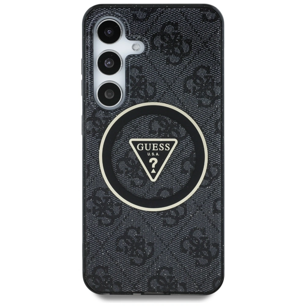 Hurtownia GSM - Guess Butoane Triunghiulare Glitter 4G MagSafe Samsung Galaxy S25+ Plus negru - GUE4242 - {ean13} - Hurt