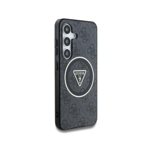 Etui Guess 4G Glitter Triangle Buttons MagSafe do Samsung Galaxy S25+ Plus czarny