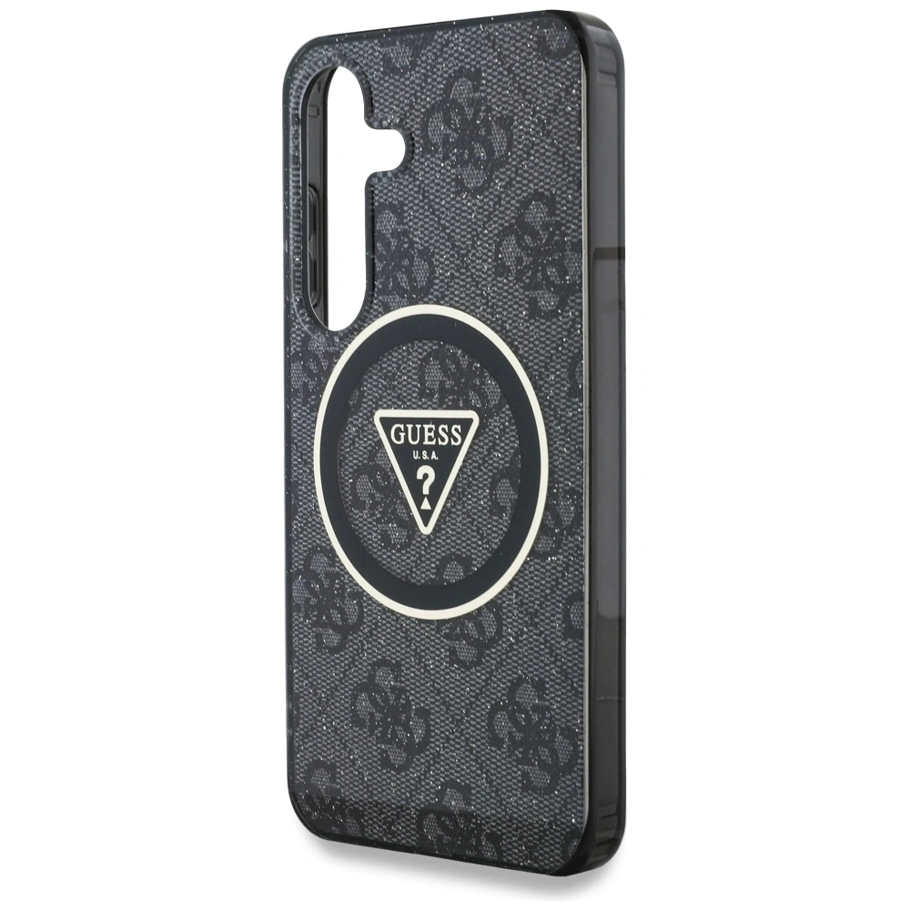 Wholesale Guess 4G Glitter Triangle Buttons MagSafe Samsung Galaxy S25+ Plus black - GUE4242 - {ean13} - Hurt