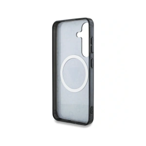 Etui Guess 4G Glitter Triangle Buttons MagSafe do Samsung Galaxy S25+ Plus czarny