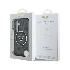 Etui Guess 4G Glitter Triangle Buttons MagSafe do Samsung Galaxy S25+ Plus czarny