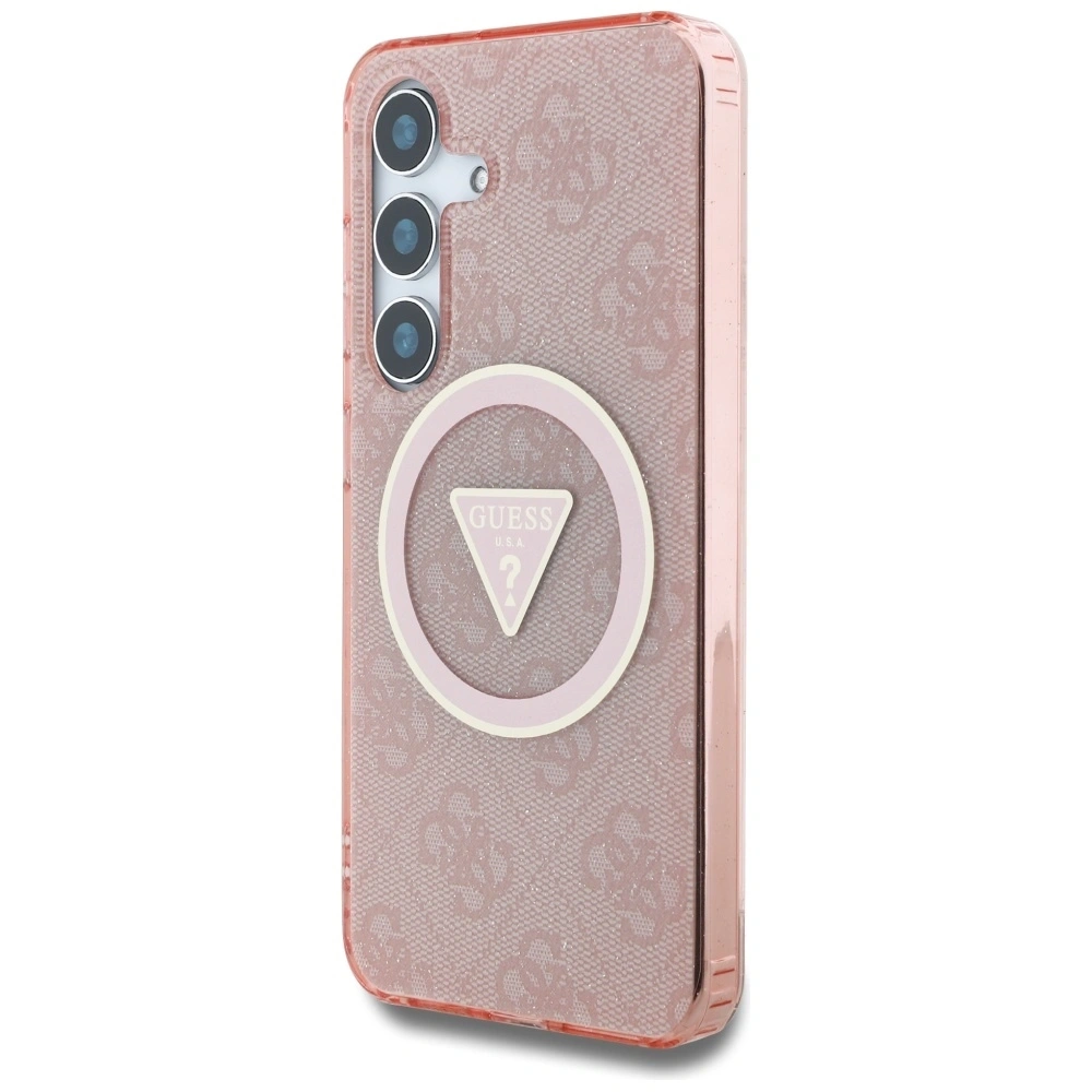 Hurtownia GSM - Etui Guess 4G Glitter Triangle Buttons MagSafe do Samsung Galaxy S25 różowy - GUE4243 - {ean13} - Hurt