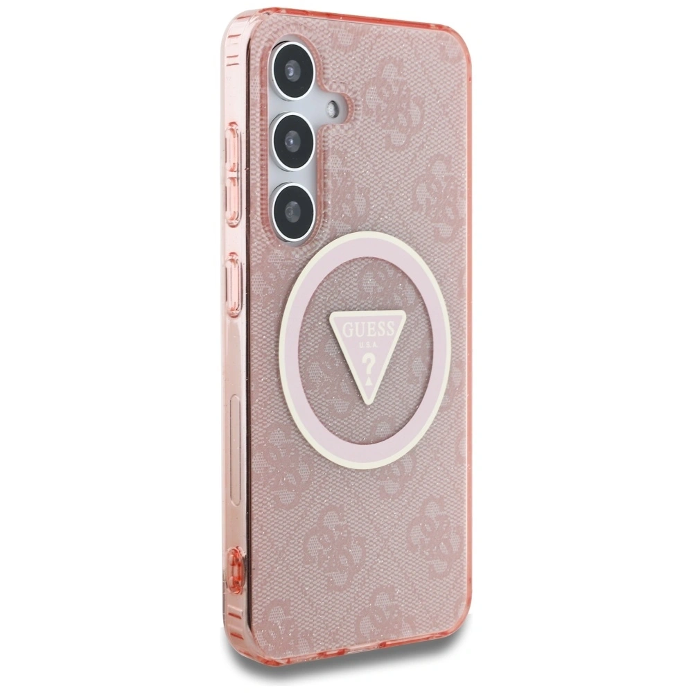 Hurtownia GSM - Etui Guess 4G Glitter Triangle Buttons MagSafe do Samsung Galaxy S25 różowy - GUE4243 - {ean13} - Hurt
